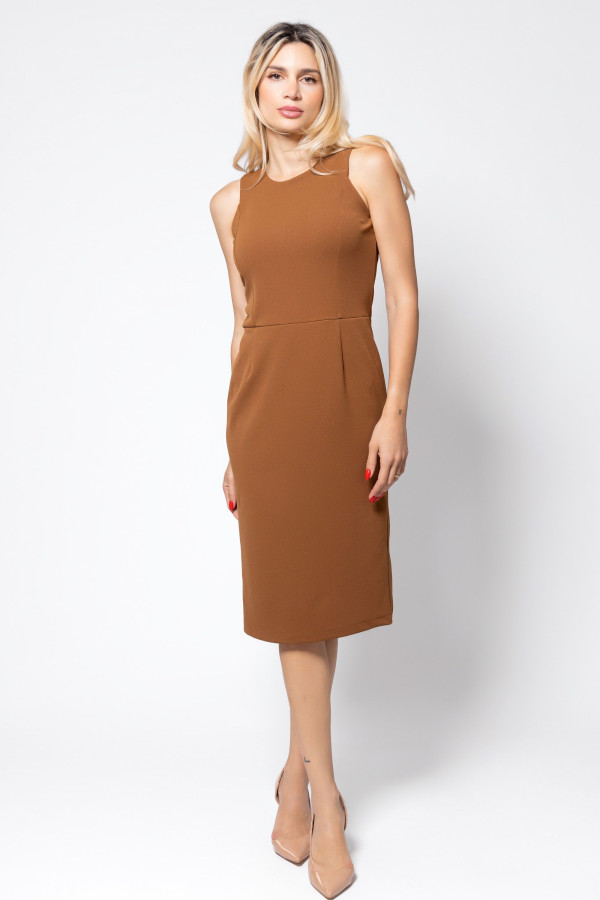 Brown midi φόρεμα pencil  